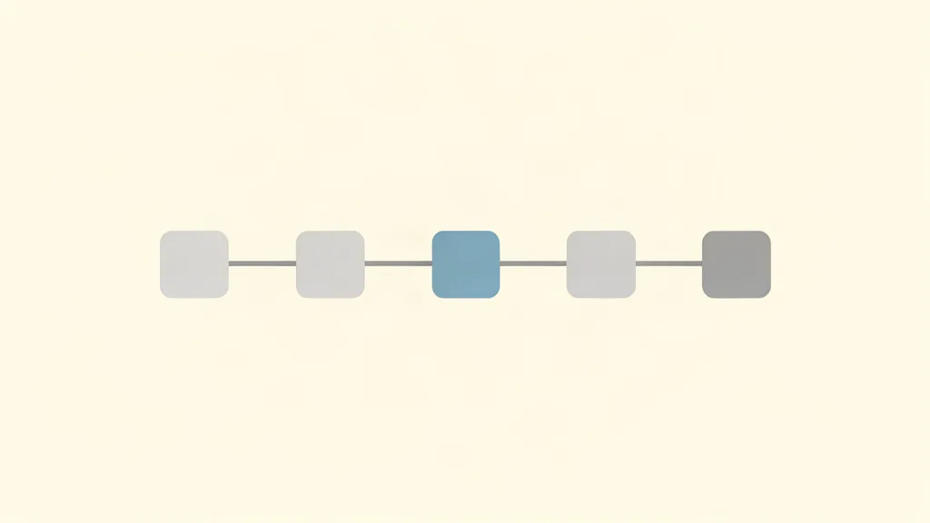 Five identical squares in one straight row joined by plain lines, running left to right: the five steps of the transcript method.