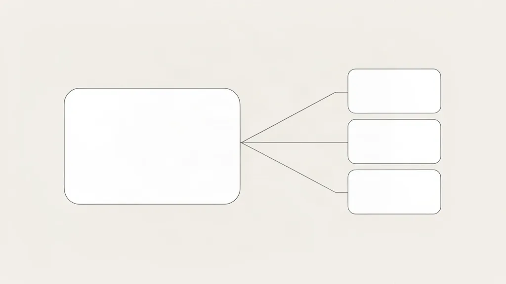 One large clip card on the left linked by three plain lines to three identical smaller clip cards on the right: one master edit feeding several delivery variants