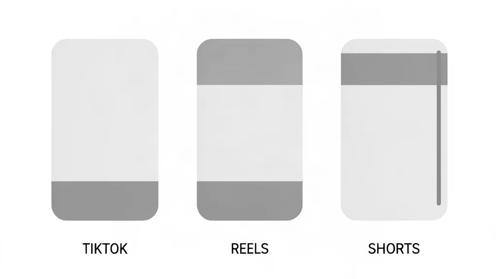 Three identical vertical frames side by side, each covered by a different grey interface mask — bottom, top and bottom, top plus right rail — one clip meeting three masks.